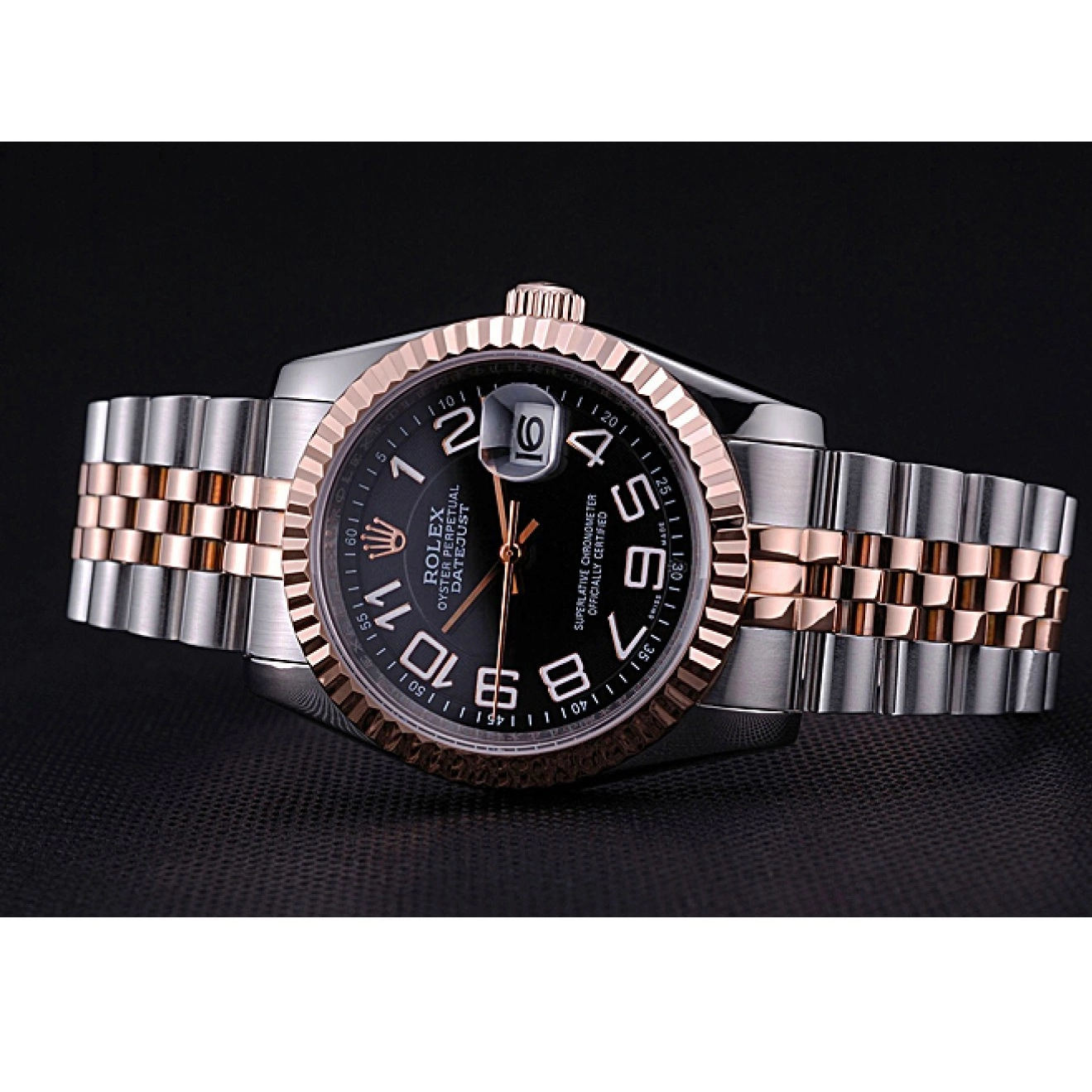 AAA Replica Watches Rolex Bracelet Stainless 622545 Dial Gold Black DateJust Steel and 0823